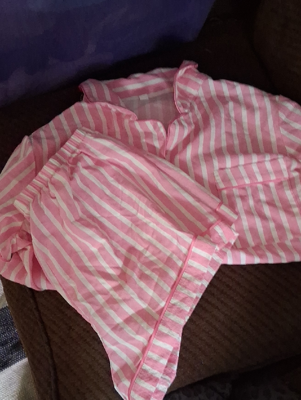 Pink and White Striped Pajama Set